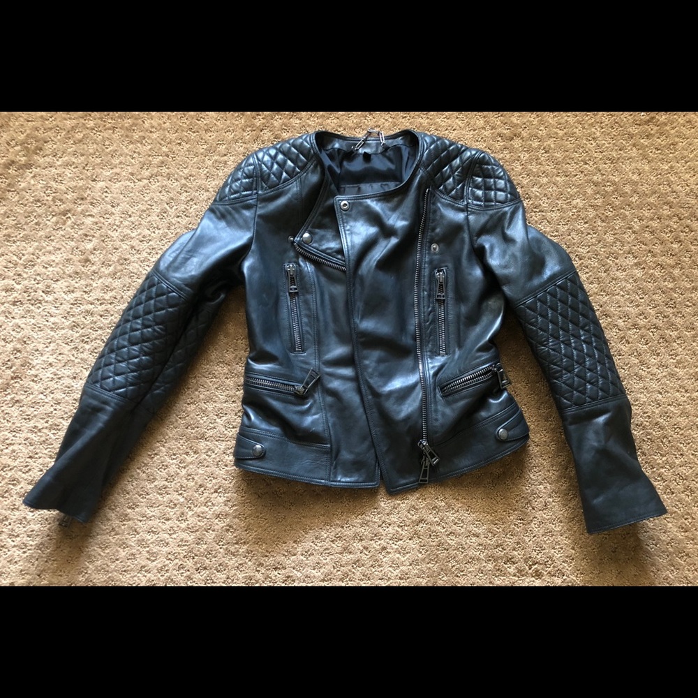 Belstaff Lambskin Leather Side-Zip Jacket